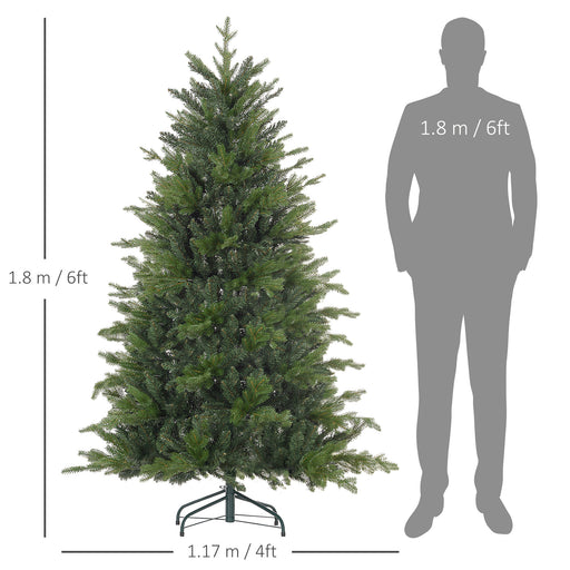 6 Ft Artificial Christmas Tree with Metal Base, Hinged Branches