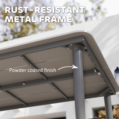 Garden Table with Rust Resistant Metal Frame, Light Grey
