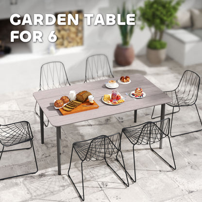 Garden Table with Rust Resistant Metal Frame, Light Grey