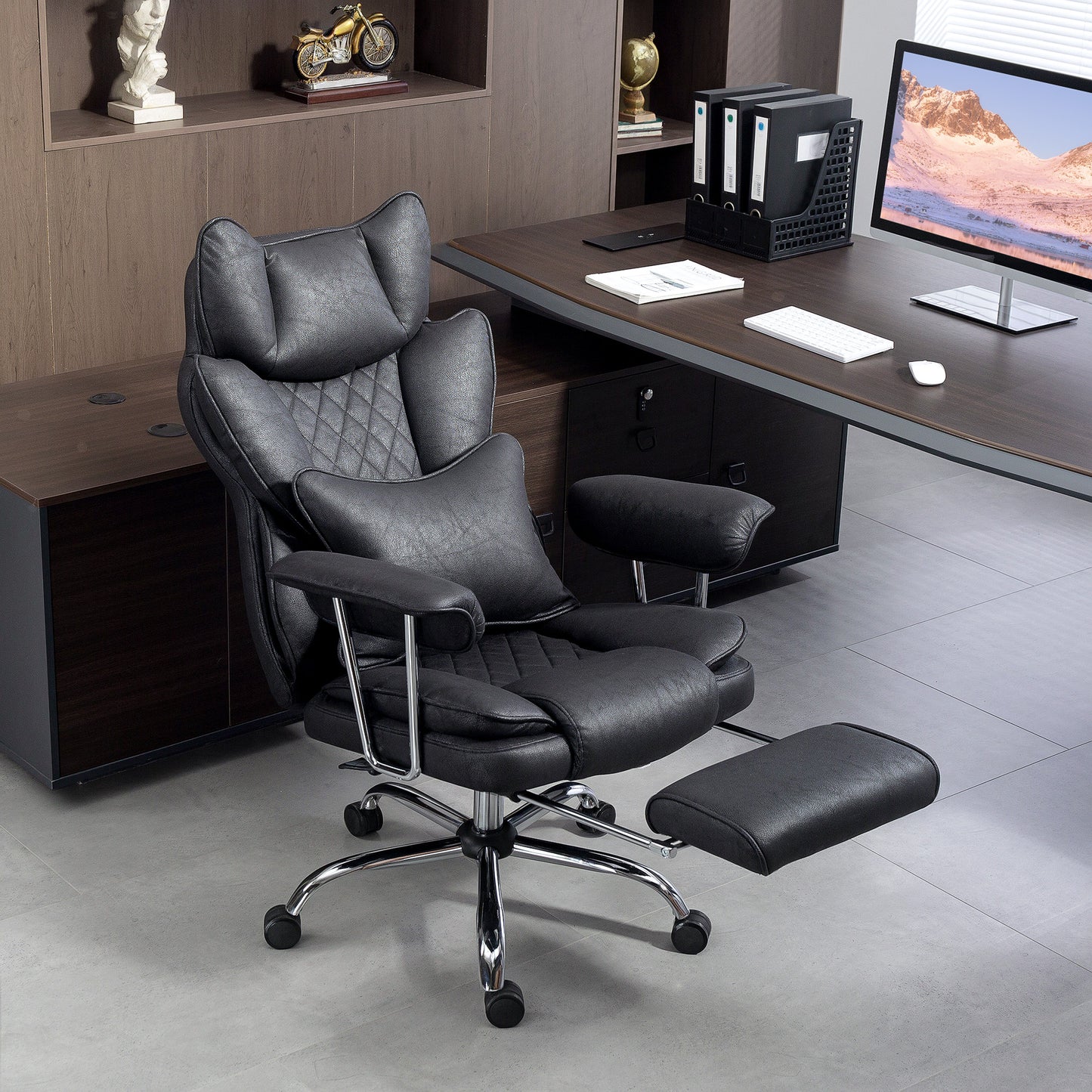 Office Chair, High Back Leathaire Desk Chair for Home, Black