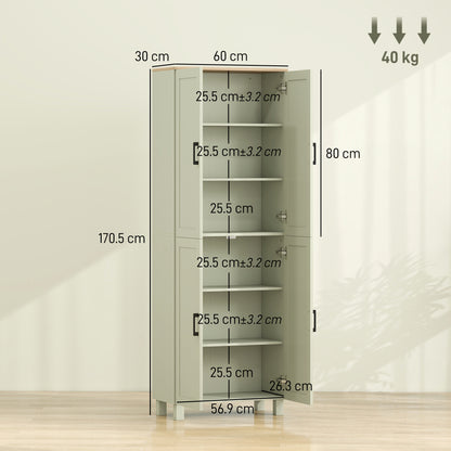 Modern Kitchen Cupboard Storage Cabinet with 6 Shelves, Green
