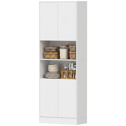 170cm Kitchen Pantry Cabinet with Soft-Close Hinges, White Wood Effect
