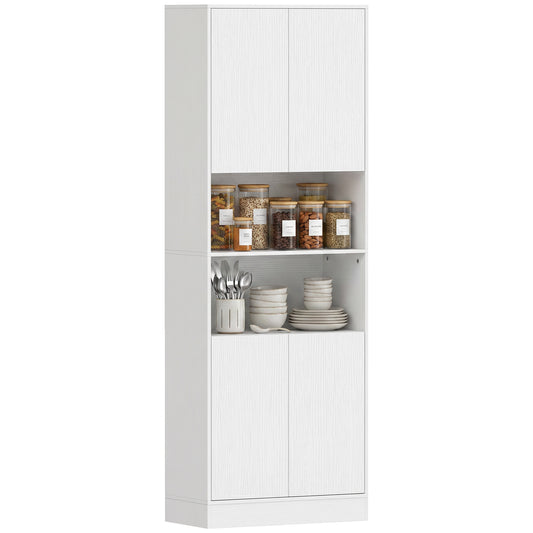 170cm Kitchen Pantry Cabinet with Soft-Close Hinges, White Wood Effect