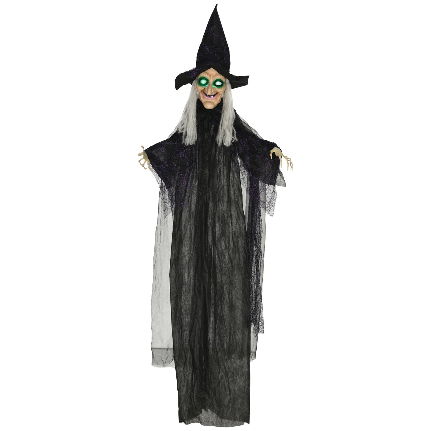 Hanging Witch Prop Life Size with Light Up Eyes, Talking Sound