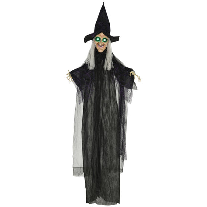 Hanging Witch Prop Life Size with Light Up Eyes, Talking Sound