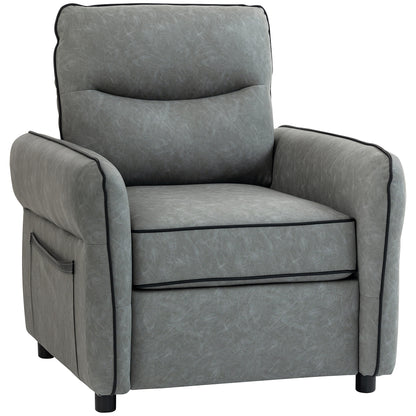 Armchair, Faux Leather Accent Chair with Thicken Cushion, Grey
