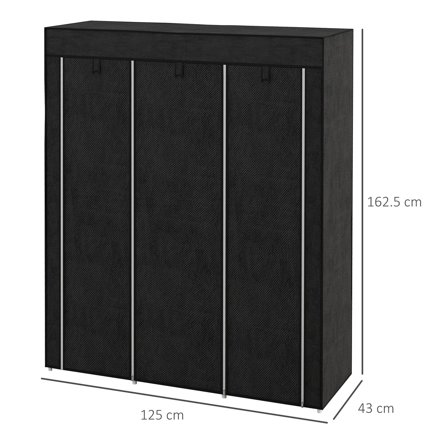 Fabric Portable Wardrobe with 8 Shelves 2 Hanging Rails, Black
