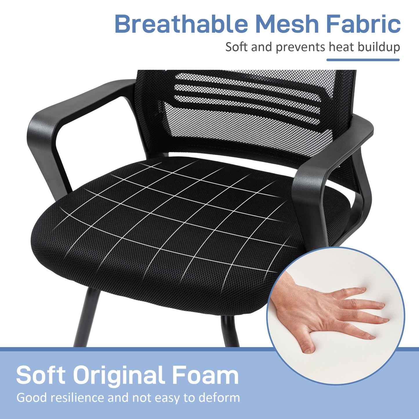 Meeting Office Chair, Mesh Reception Chair with Sled Base, Black