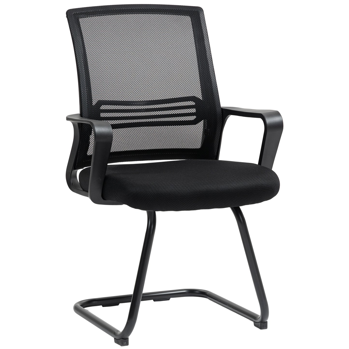 Meeting Office Chair, Mesh Reception Chair with Sled Base, Black