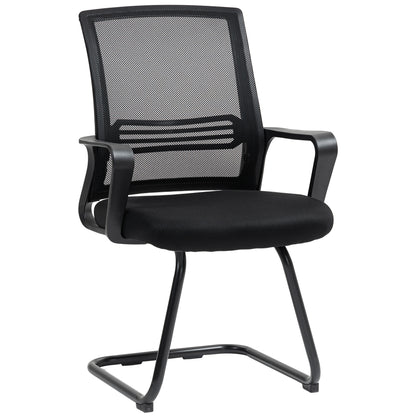 Meeting Office Chair, Mesh Reception Chair with Sled Base, Black