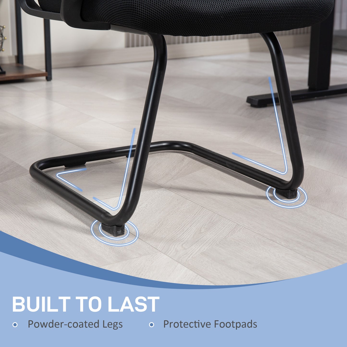 Meeting Office Chair, Mesh Reception Chair with Sled Base, Black