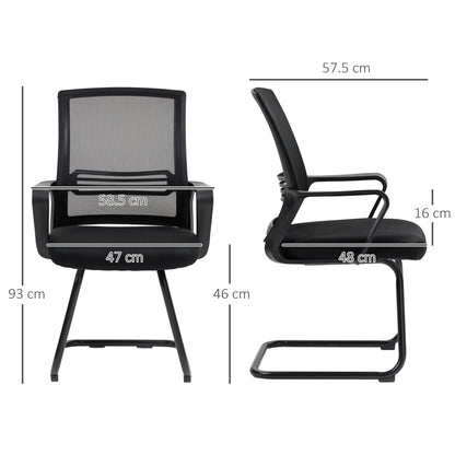 Meeting Office Chair, Mesh Reception Chair with Sled Base, Black