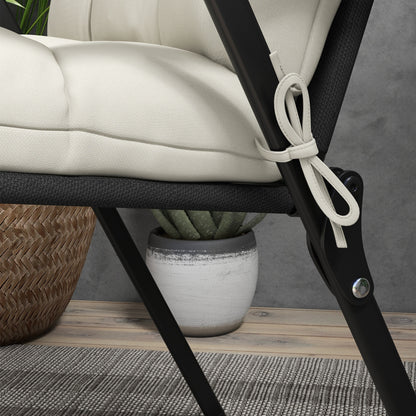 Outdoor Garden Seat Cushion with Backrest, Cream White