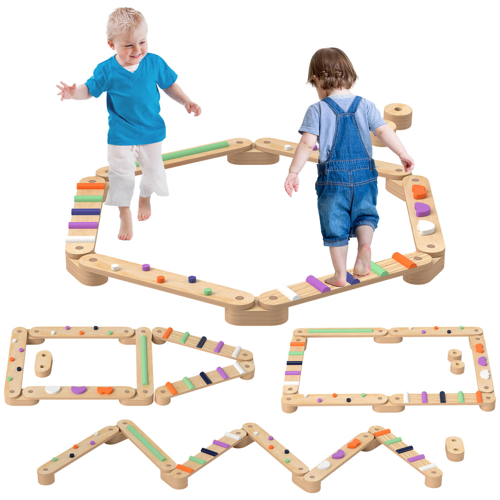 Wooden Balance Beam for Kids 3-8 Years Indoor Outdoor Use