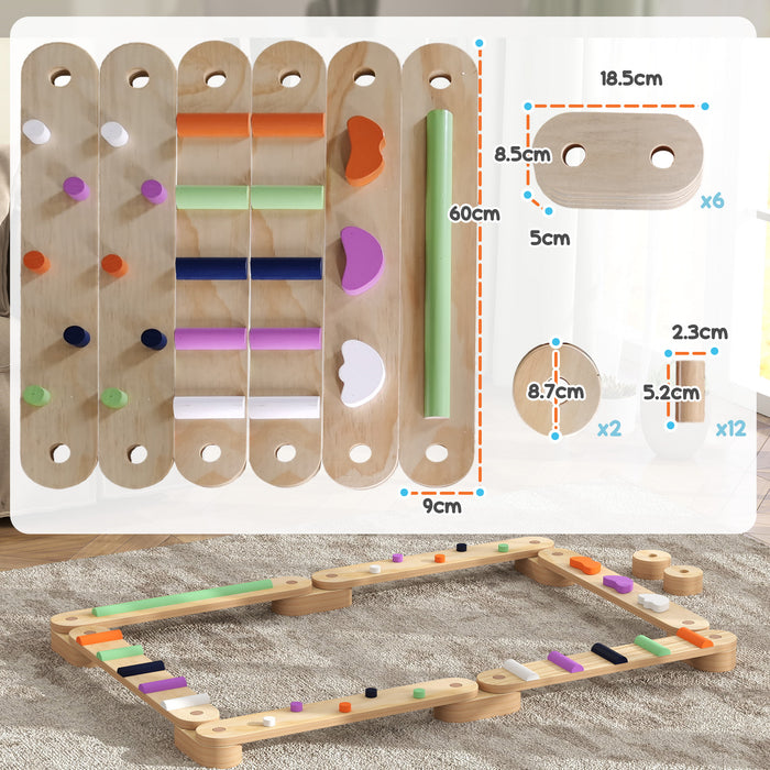 Wooden Balance Beam for Kids 3-8 Years Indoor Outdoor Use