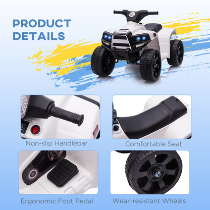 6 V Kids Ride on Cars Electric ATV for 18-36 months Toddlers White+Black