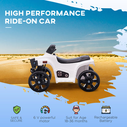 6 V Kids Ride on Cars Electric ATV for 18-36 months Toddlers White+Black