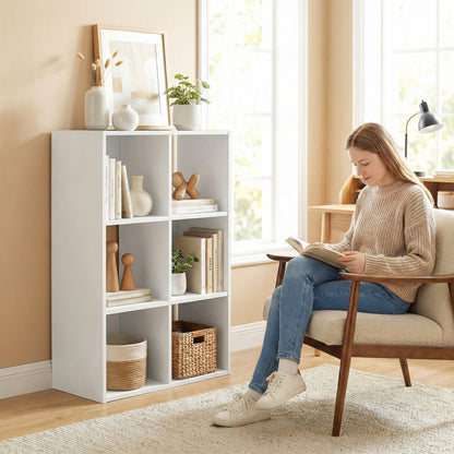 Industrial Storage Shelf, Bookcase, Bookshelf, White Wood Effect