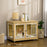 Dog Crate Furniture, Dog Cage End Table. with Soft Cushion, Double Door - Oak Tone