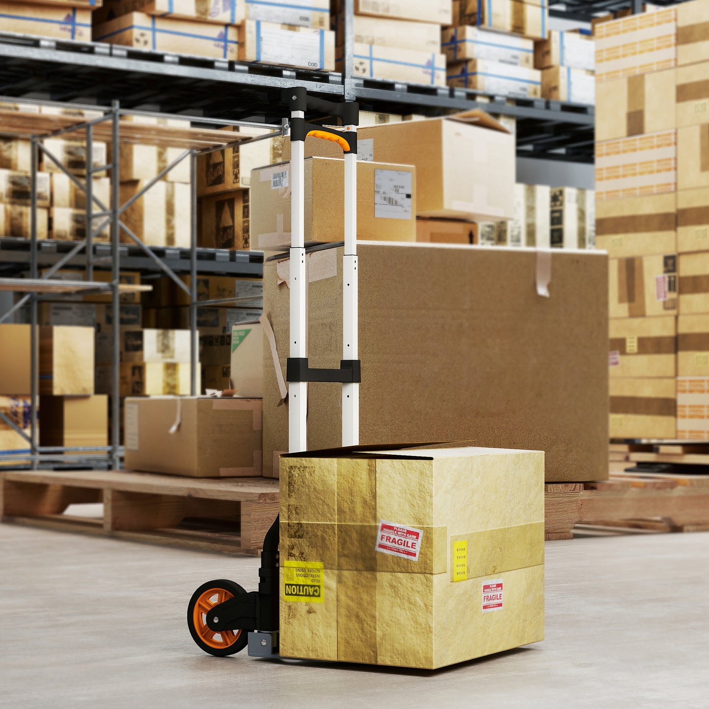 Lightweight Sack Truck with 70kg Capacity, Folding Trolley, Silver