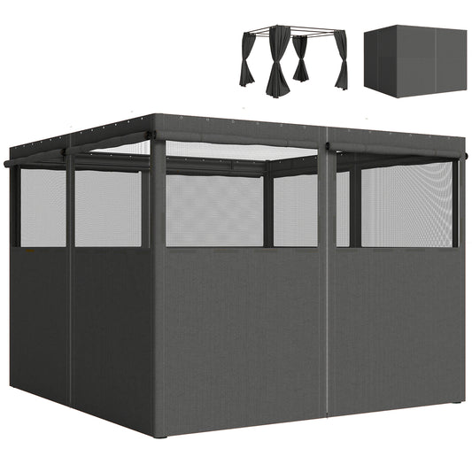 3 x 3 m Gazebo Replacement Curtains Privacy Panel Set, 4 Panels