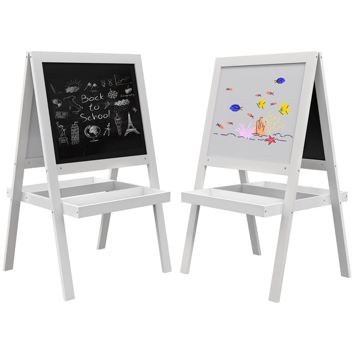 2-in-1 Double-Sided Easel for Kids, with Storage Shelf- Blue