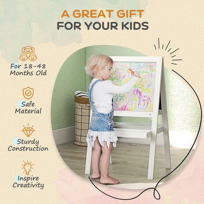 2-in-1 Double-Sided Easel for Kids, with Storage Shelf- Blue