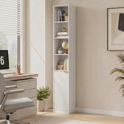 Bookcase Adjustable Shelf 6-Tier White Wood Effect