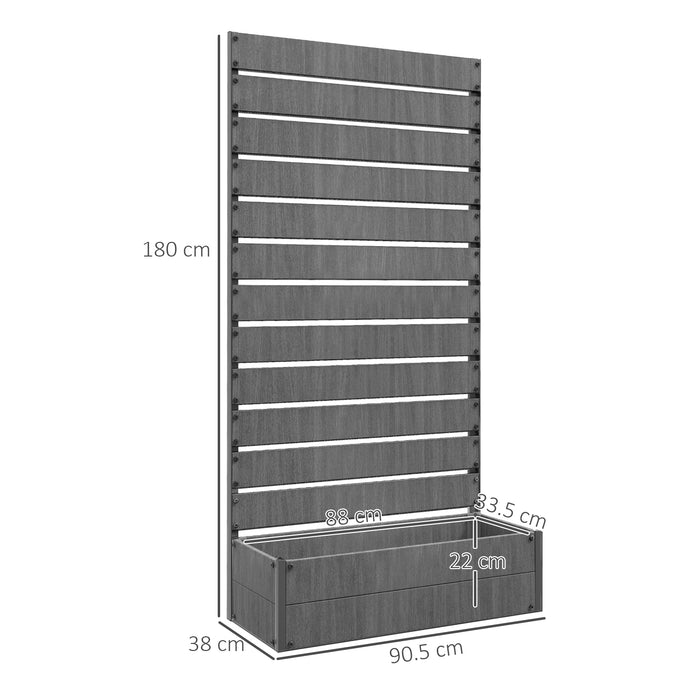 Raised Bed for Garden, Planter with Trellis for Climbing Plants, Vines, Planter Box with Drainage Gap, Grey