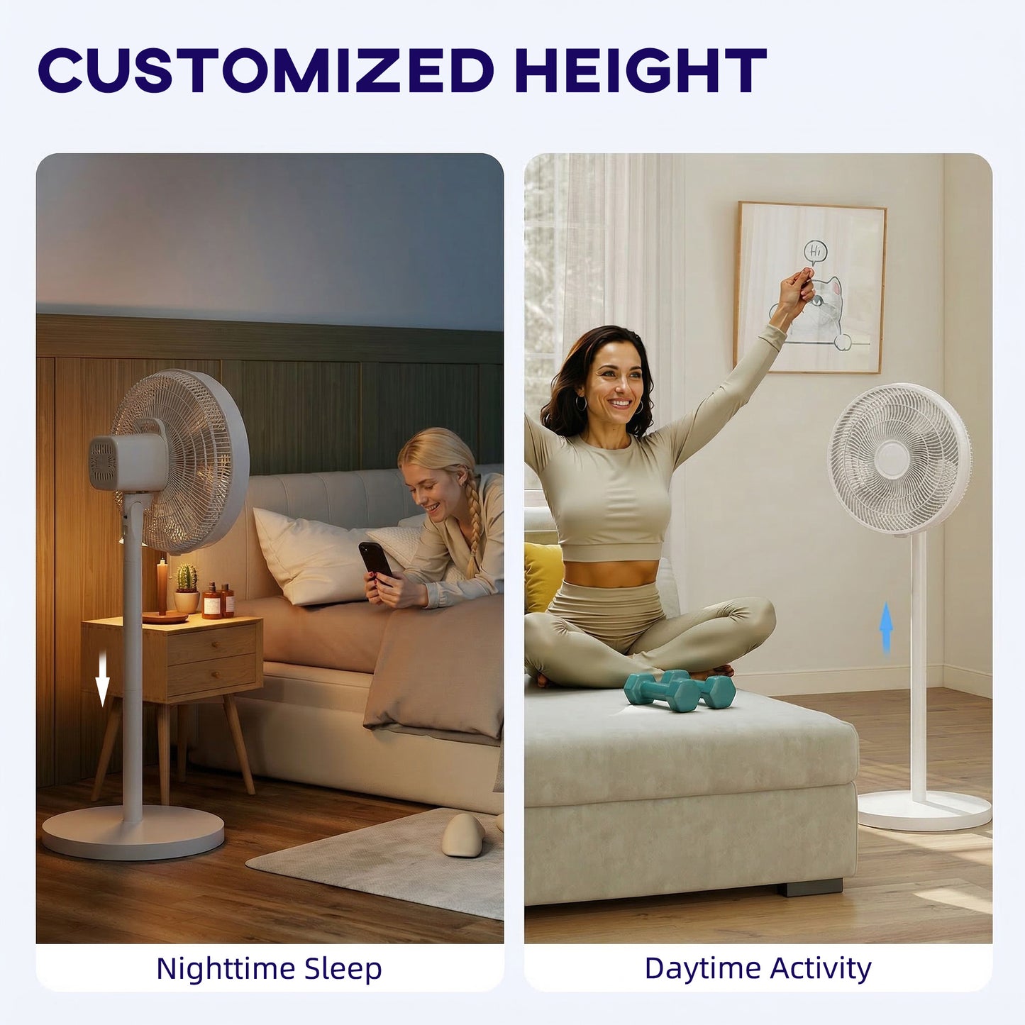 40 cm Standing Pedestal Fan, Quiet Electric Cooling Floor Fan, White