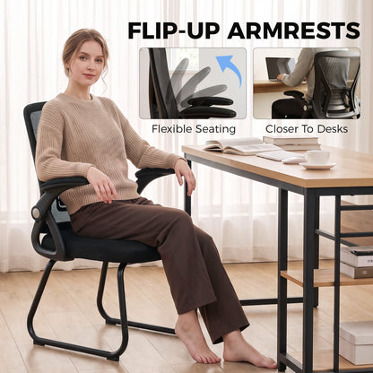 Office Chair with Mesh Backrest and Steel Legs, Black