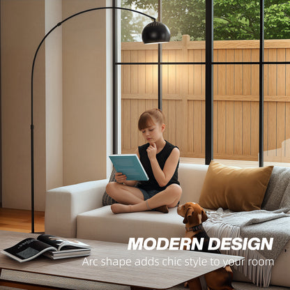 Arc Floor Lamp for Living Room, Free Standing Tall Lamp, Black