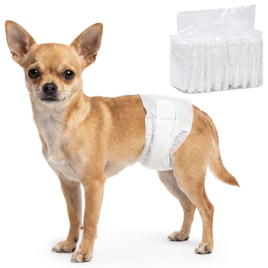 Disposable Dog Diapers Male, 48 Count Absorbent Dog Nappies, Puppy Sanitary Wraps Panties for Incontinence or Excitable Urination and Training, XS, 20-28 cm