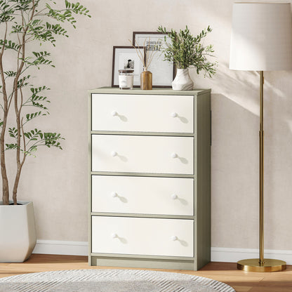 Chest of Drawers, 4 Drawer Dresser for Bedroom, White and Grey