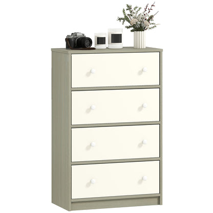 Chest of Drawers, 4 Drawer Dresser for Bedroom, White and Grey