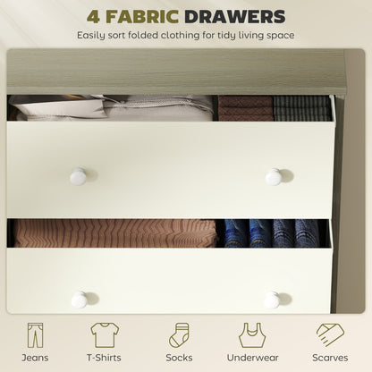 Chest of Drawers, 4 Drawer Dresser for Bedroom, White and Grey