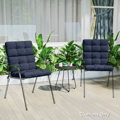 2pc Outdoor Seat Cushion with Backrest, Ties, for Garden, Dark Blue
