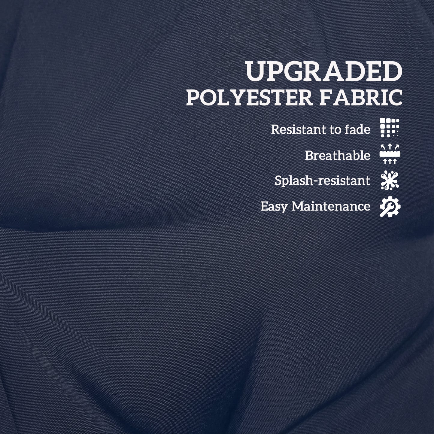 2pc Outdoor Seat Cushion with Backrest, Ties, for Garden, Dark Blue