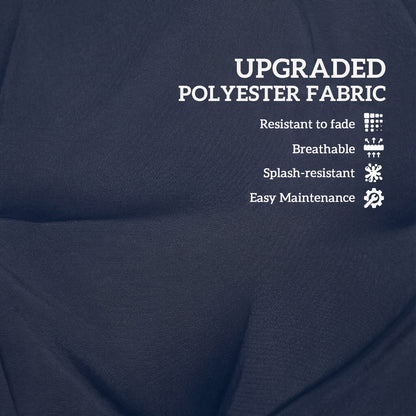 2pc Outdoor Seat Cushion with Backrest, Ties, for Garden, Dark Blue