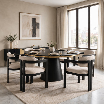 Brewster 6-8 Seat Black Dining Table and 6 Jolie Dining Chairs
