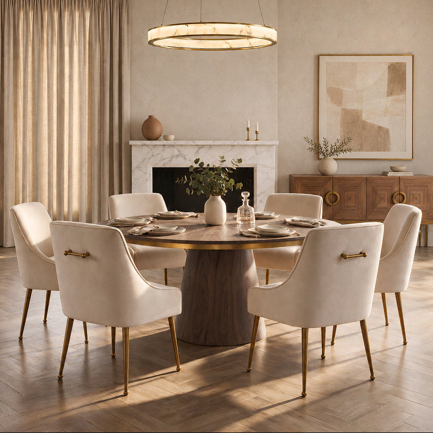 Mason Dining Chair Chalk - Brushed Gold Legs