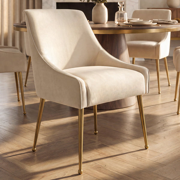 Mason Dining Chair Chalk - Brushed Gold Legs
