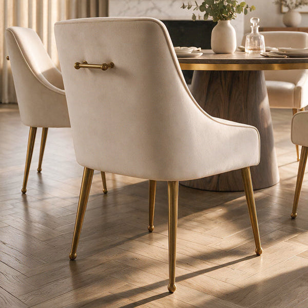 Brewster 6-8 Seat Walnut Dining Table and 6 Mason Chalk Chairs