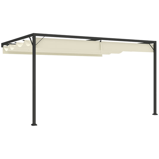 4 x 3(m) Outdoor Pergola Retractable Canopy Wall Mounted, Cream