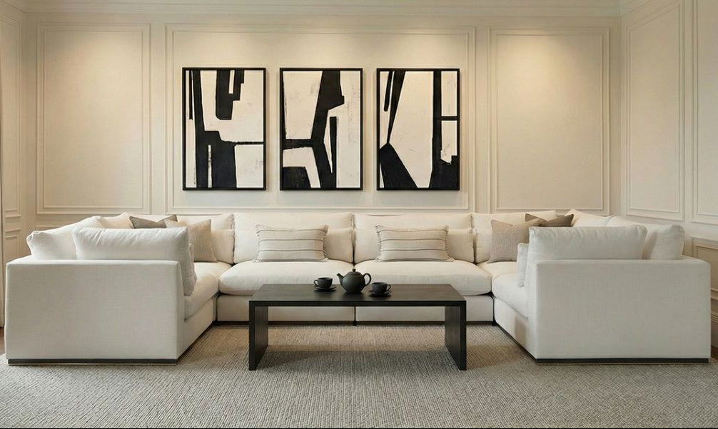 Burbank 4-Seater Modular Linen-Look Sofa (Footstool and Coffee Table Not Included)