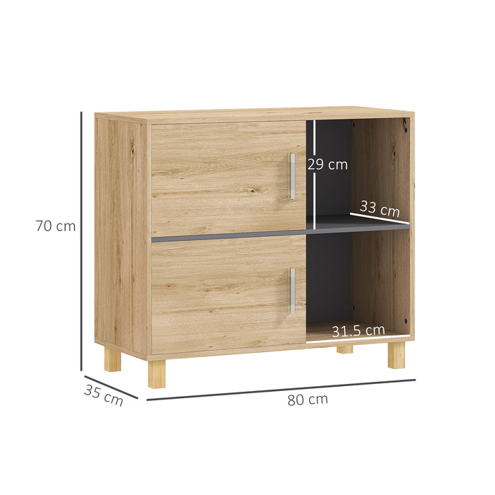 Bathroom Storage Cabinet with Open Compartments and Double Doors