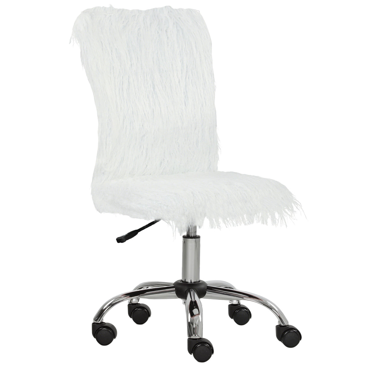 Armless Makeup Vanity Chair, 360 Degree Swivel Computer Chair, White