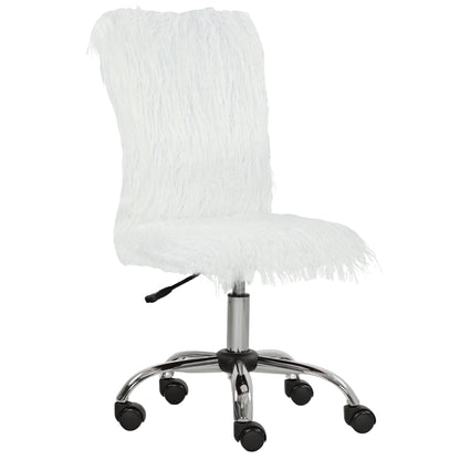 Armless Makeup Vanity Chair, 360 Degree Swivel Computer Chair, White