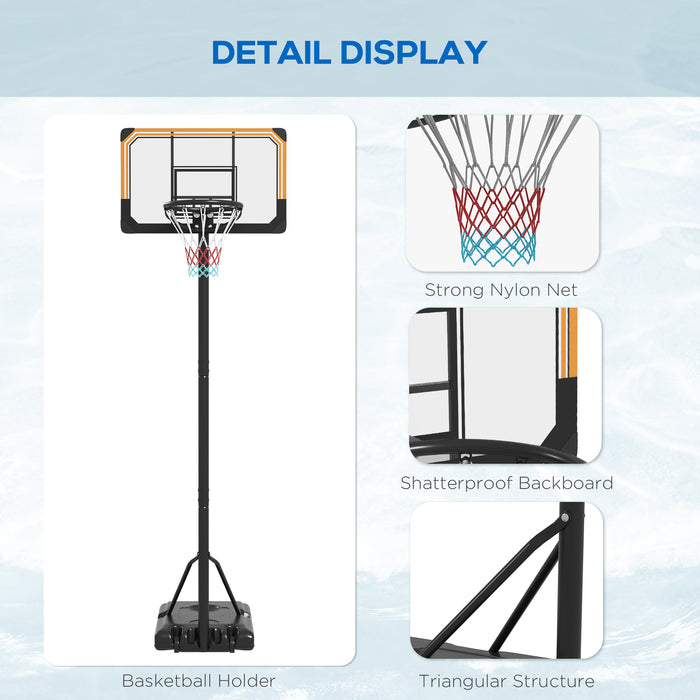 SPORTNOW Height Adjustable Basketball Stand Net Set System, Free standing Basketball Hoop and Stand with Wheels, 182-213cm, Black