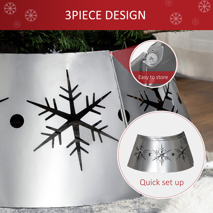 Christmas Tree Base Cover with Hollow Snowflake Patterns Xmas Decoration